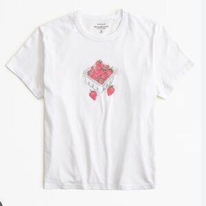 Abercrombie Short-Sleeve Strawberry Graphic Skimming Tee